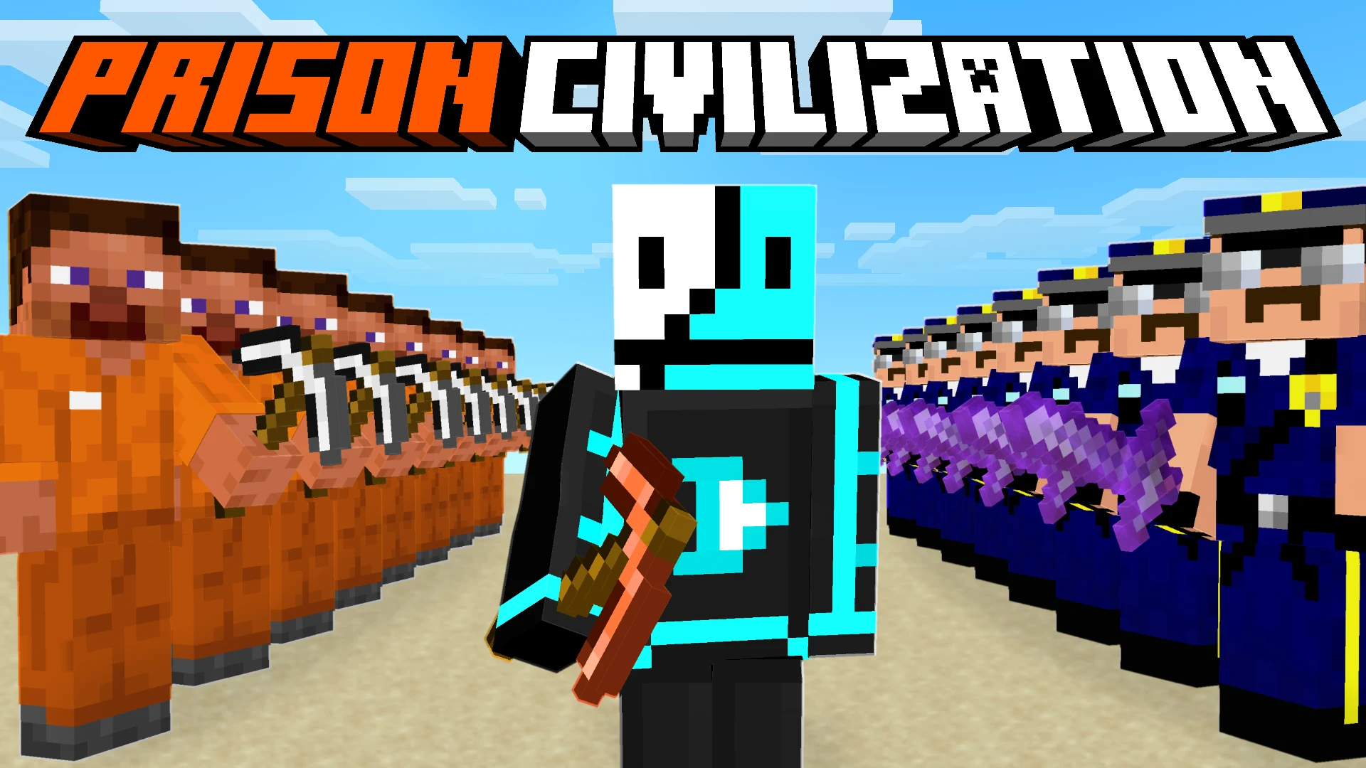 Prison Civilization, a Minecraft YouTube thumbnail made in MCRender